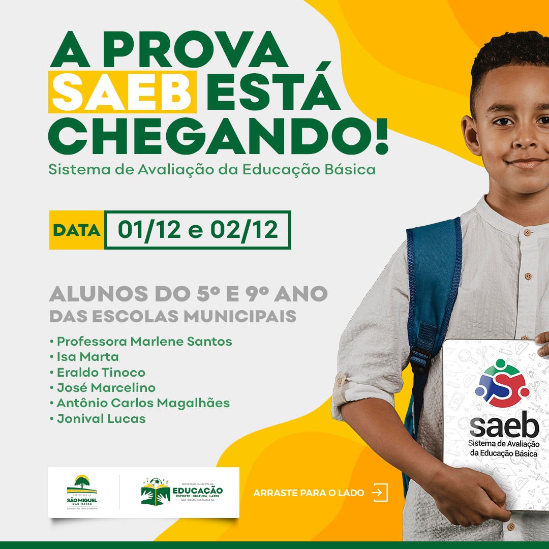 Secretaria de Educação divulga datas da prova SAEB