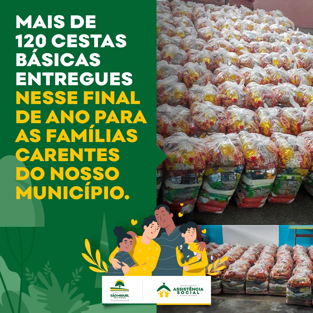 Cras entrega mais de 100 cestas basícas a famílias carentes do município.
