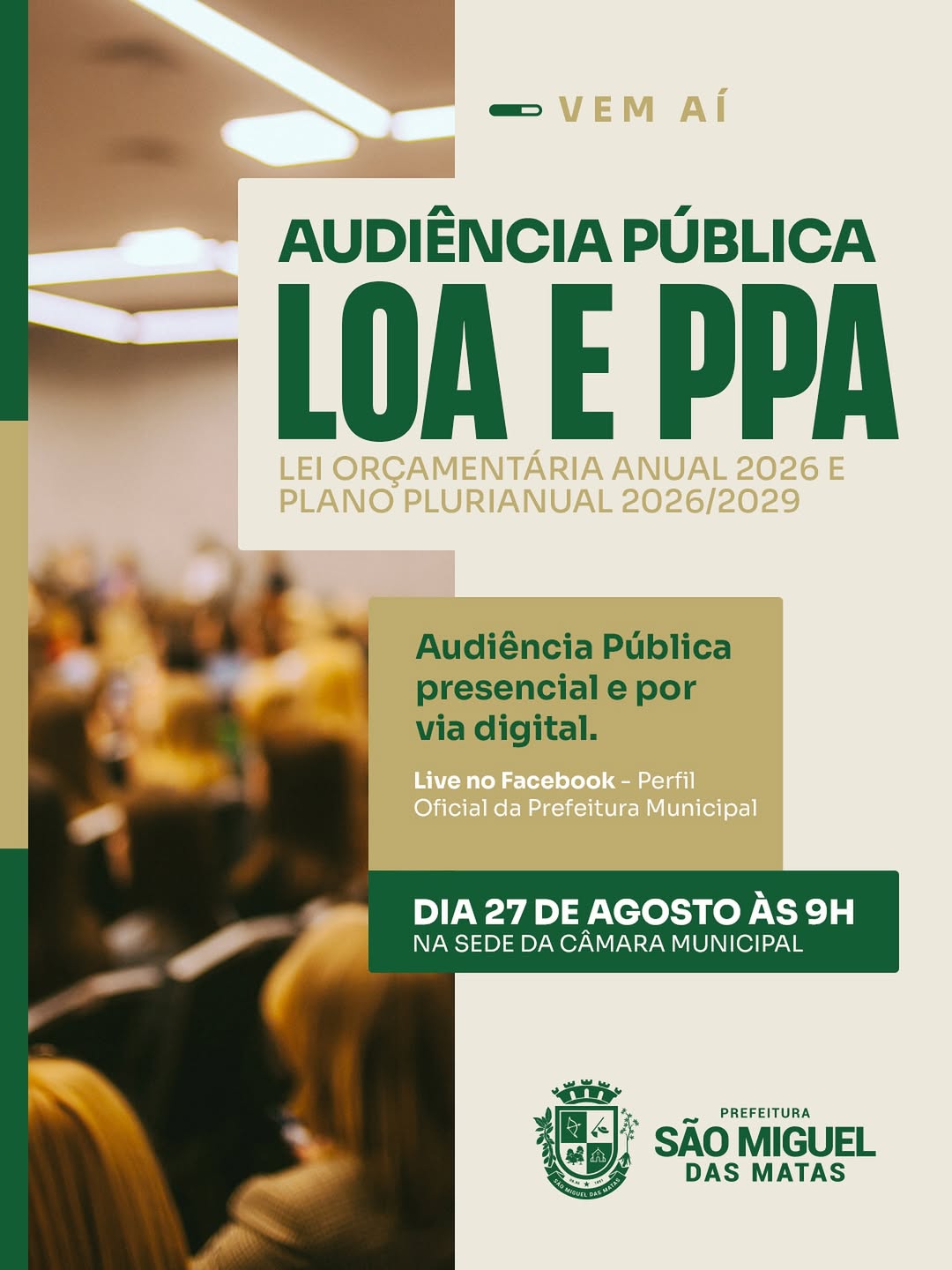 Prefeitura de São Miguel das Matas Convoca Audiência Pública para LOA e PPA 2026/2029
