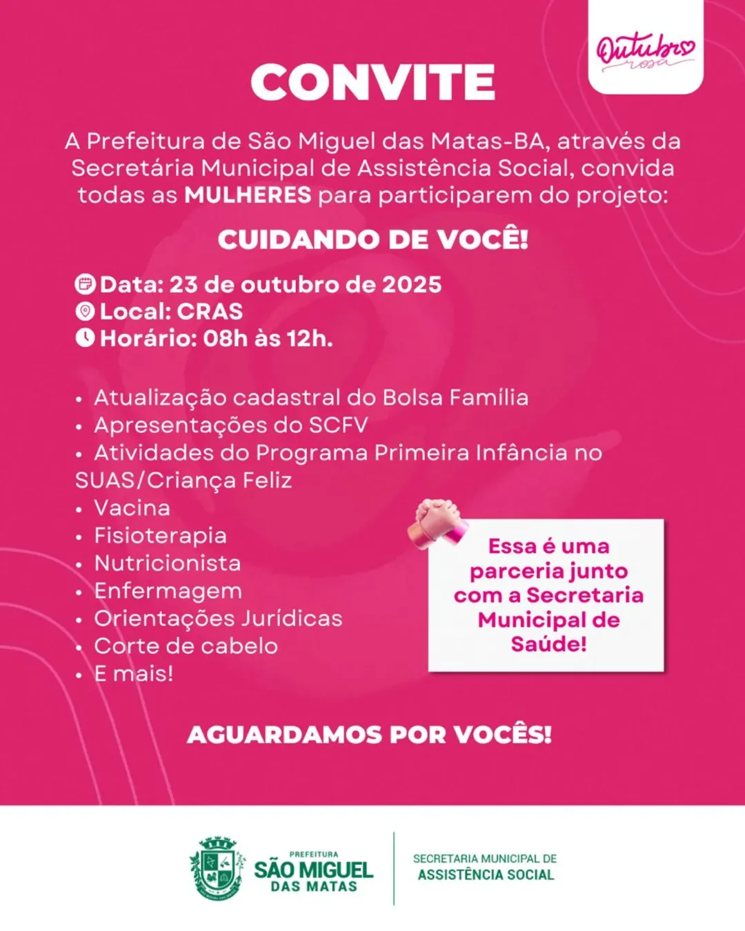 Convite Especial: Projeto “Cuidado de Você!” em Alusão ao Outubro Rosa
