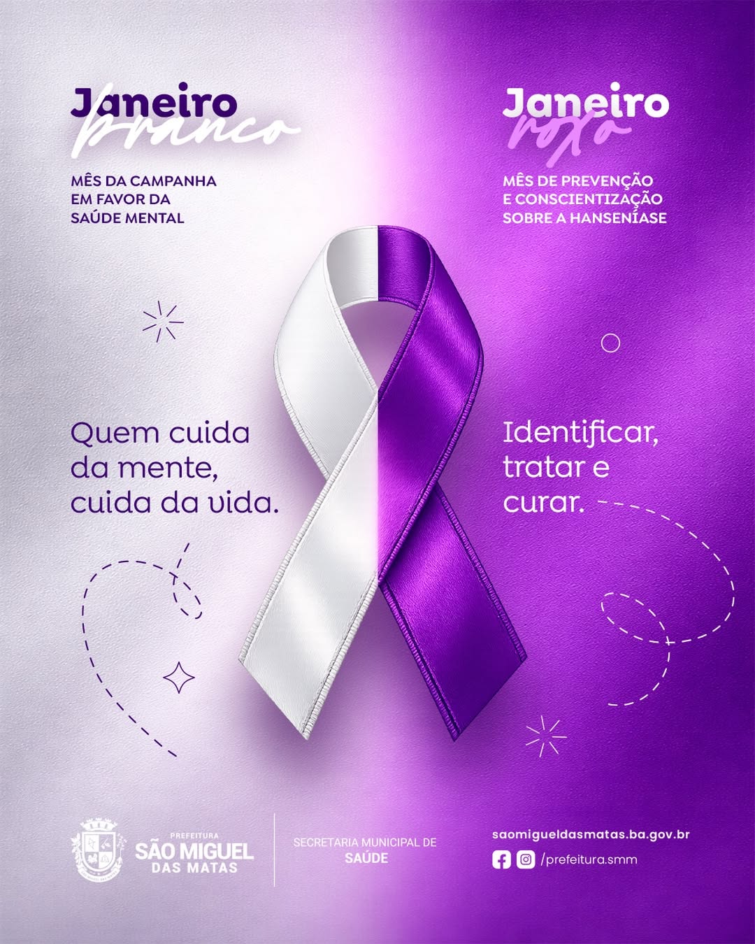 Janeiro Branco e Roxo reforçam a importância do cuidado com a saúde física e mental